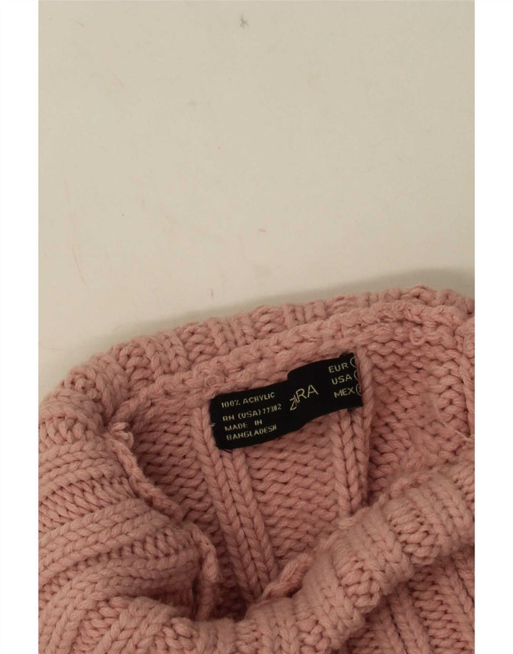 Zara Γυναικείο πουλόβερ με ρολό λαιμόκοψη UK 8 Small Pink