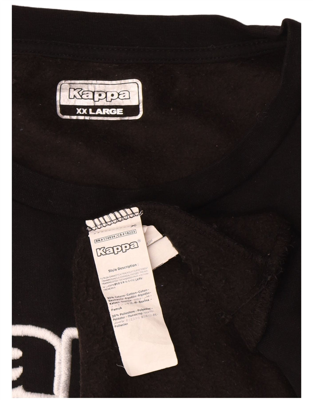 Ανδρικό γραφικό φούτερ Kappa Jumper 2XL Μαύρο βαμβακερό