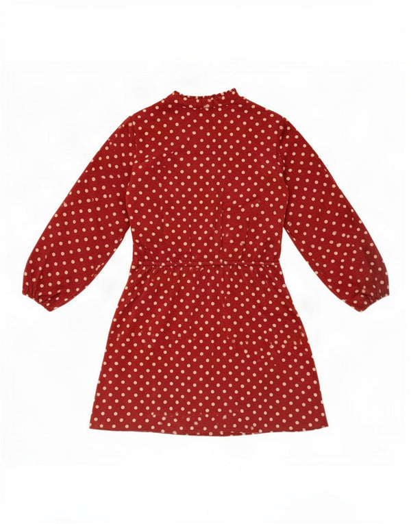 Zara Womens Long Sleeve A-Line Dress UK 14 Large Red Polka Dot