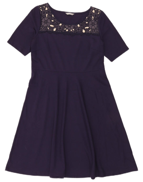 MARKS & SPENCER Γυναικείο φόρεμα A-Line UK 14 Medium Navy Blue Floral