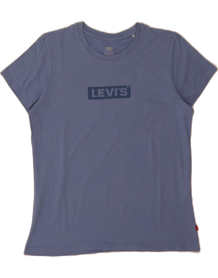 LEVI'S Womens Graphic T-Shirt Top UK 16 Large Blue Vintage Levi's and Second-Hand Levi's from Messina Hembry 