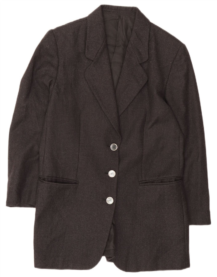 Vintage Γυναικείο Longline τζάκετ 3 κουμπιών UK 14 Medium Grey