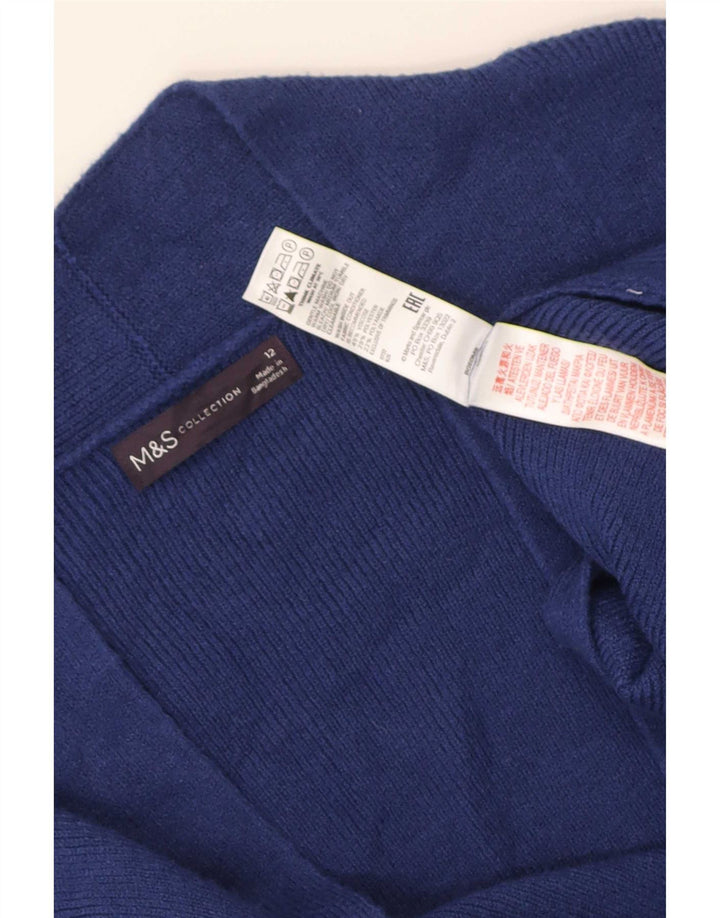 Marks & Spencer Γυναικείο Longline ανοιχτό πουλόβερ ζακέτα UK 12 Medium Blue