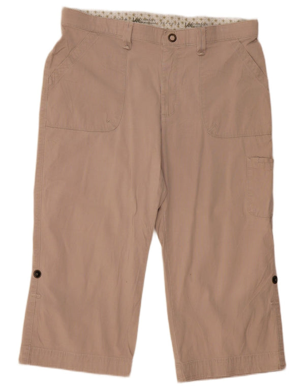 LEE Womens Cargo Capri Trousers US 14 XL W36 L21 Beige Cotton