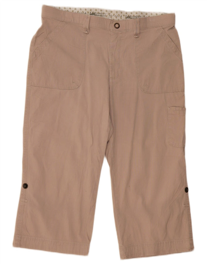 LEE Womens Cargo Capri Trousers US 14 XL W36 L21 Beige Cotton