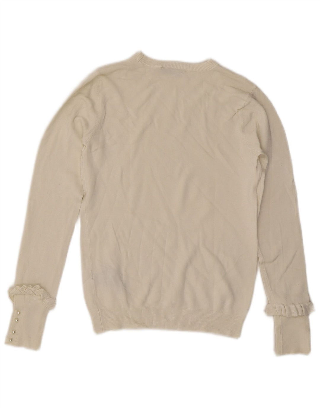 ZARA Γυναικείο πουλόβερ με λαιμό βάρκα UK 12 Μεσαίο σε λευκό βισκόζη