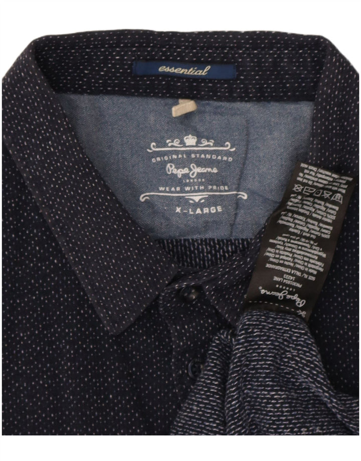 Ανδρικό πουκάμισο PEPE Jeans XL Navy Blue Spotted Cotton