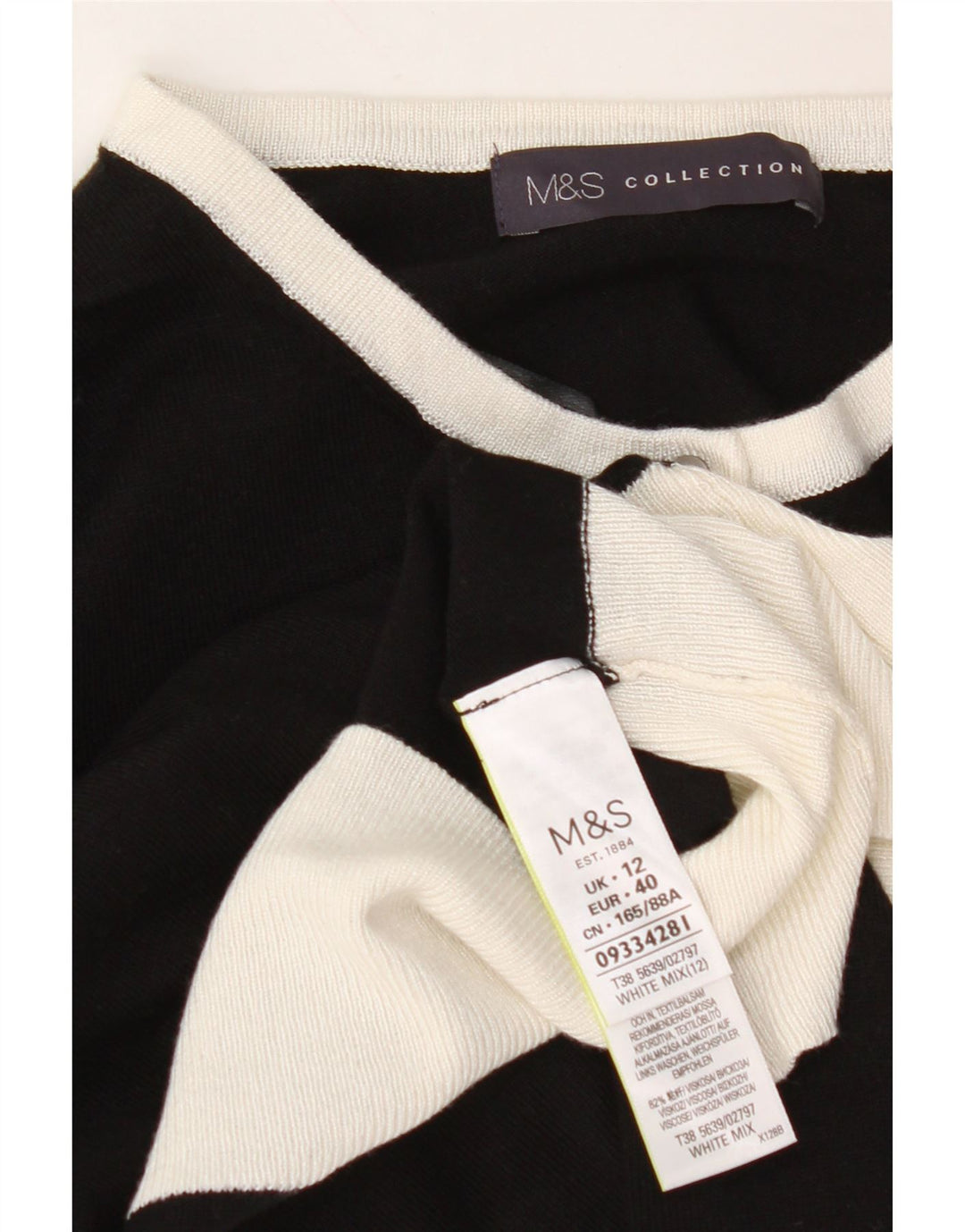 MARKS & SPENCER Womens Cardigan Sweater UK 12 Medium Black Colourblock Vintage Marks & Spencer and Second-Hand Marks & Spencer from Messina Hembry 