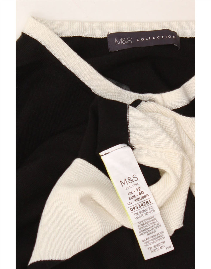 MARKS & SPENCER Womens Cardigan Sweater UK 12 Medium Black Colourblock Vintage Marks & Spencer and Second-Hand Marks & Spencer from Messina Hembry 