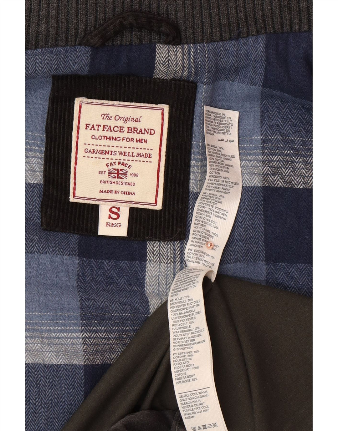 FAT FACE Ανδρικό padded Gilet UK 36 Small Grey Cotton