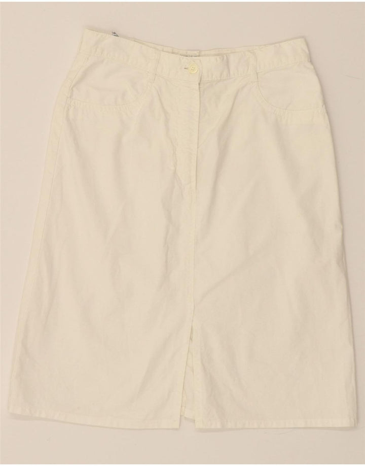 BENETTON Womens A-Line Skirt IT 42 Medium W28  White Cotton Vintage Benetton and Second-Hand Benetton from Messina Hembry 
