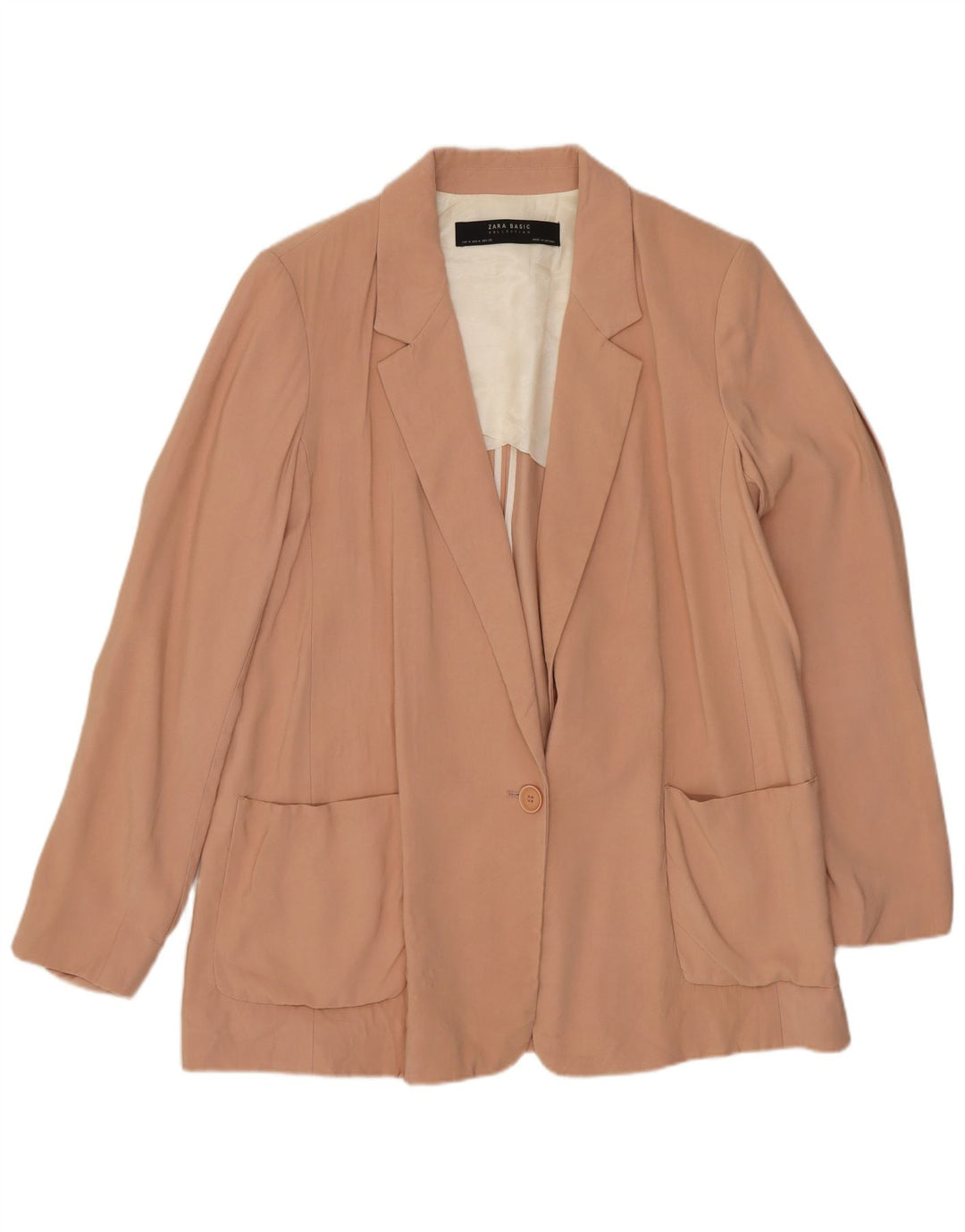 Zara Γυναικείο σακάκι 1 κουμπιού Blazer UK 14 Medium Pink Acetate