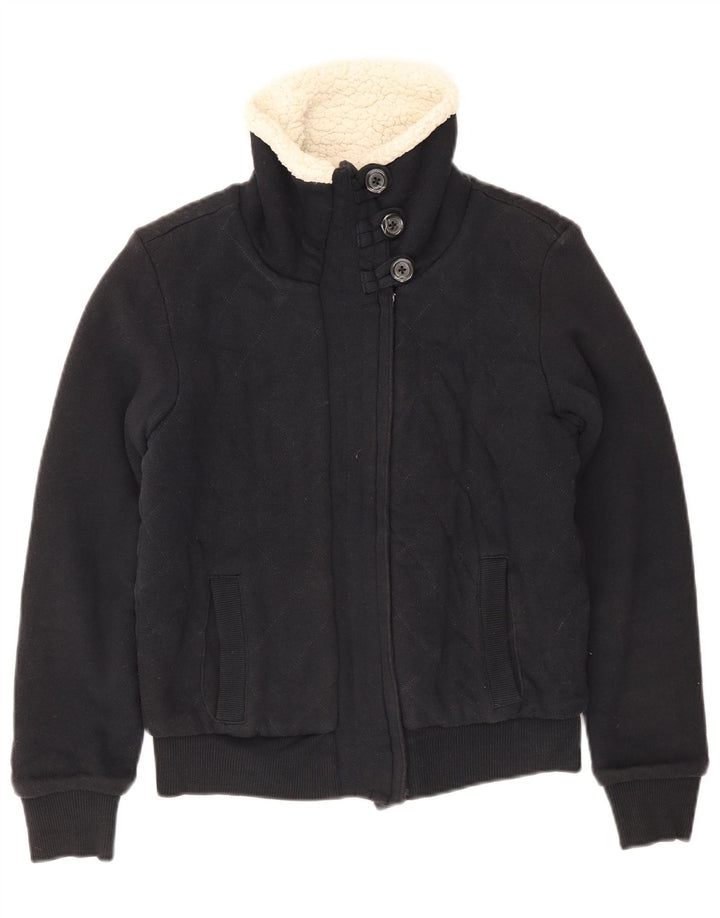 Gap Womens Bomber Sherpa Jacket UK 10 Small Navy Blue Cotton