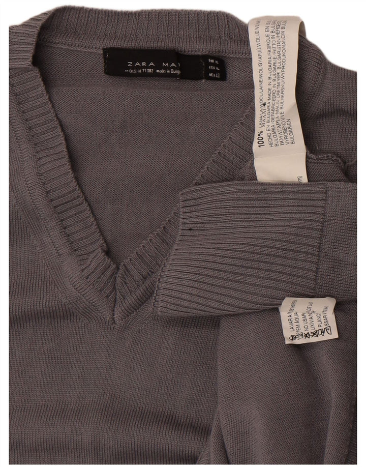 Ανδρικό πουλόβερ Zara με V λαιμόκοψη XL Γκρι μαλλί