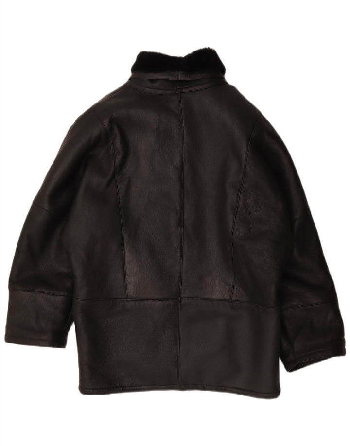 Vintage Γυναικείο Oversized Shearling Jacket IT 44 Medium μαύρο δέρμα