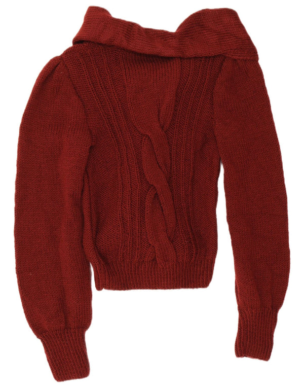 Vintage γυναικεία ζακέτα με γραβάτα μπροστά UK 12 Medium Red