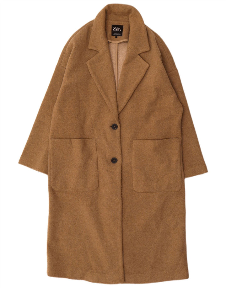 Zara Γυναικείο Oversized Πανωφόρι UK 10 Small Beige Polyester