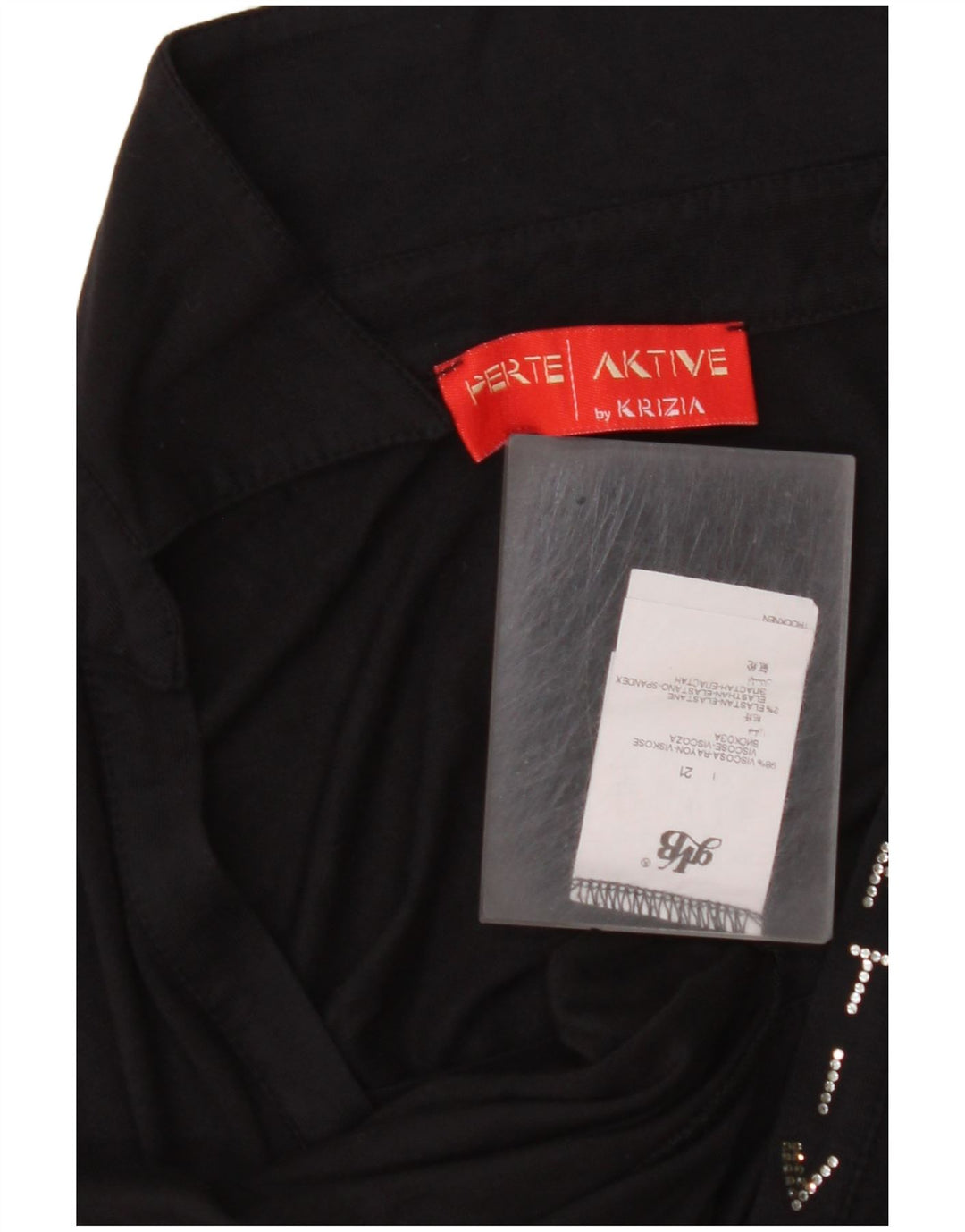 Γυναικείο μακρυμάνικο μπλουζάκι πόλο PERTE BY KRIZIA UK 14 μέτριο μαύρο βισκόζη