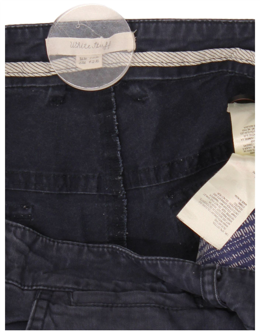 White Stuff Ανδρικό Slim παντελόνι Chino UK 14 Μεγάλο W37 L28 Navy Blue βαμβακερό