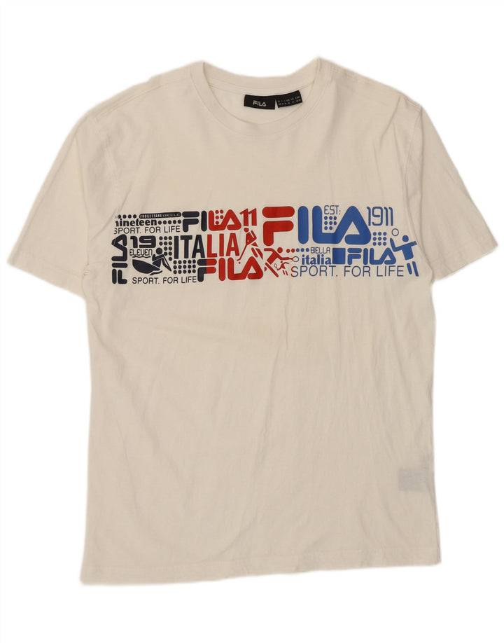 Ανδρικό γραφικό T-Shirt Fila Top Μεσαίο λευκό βαμβακερό