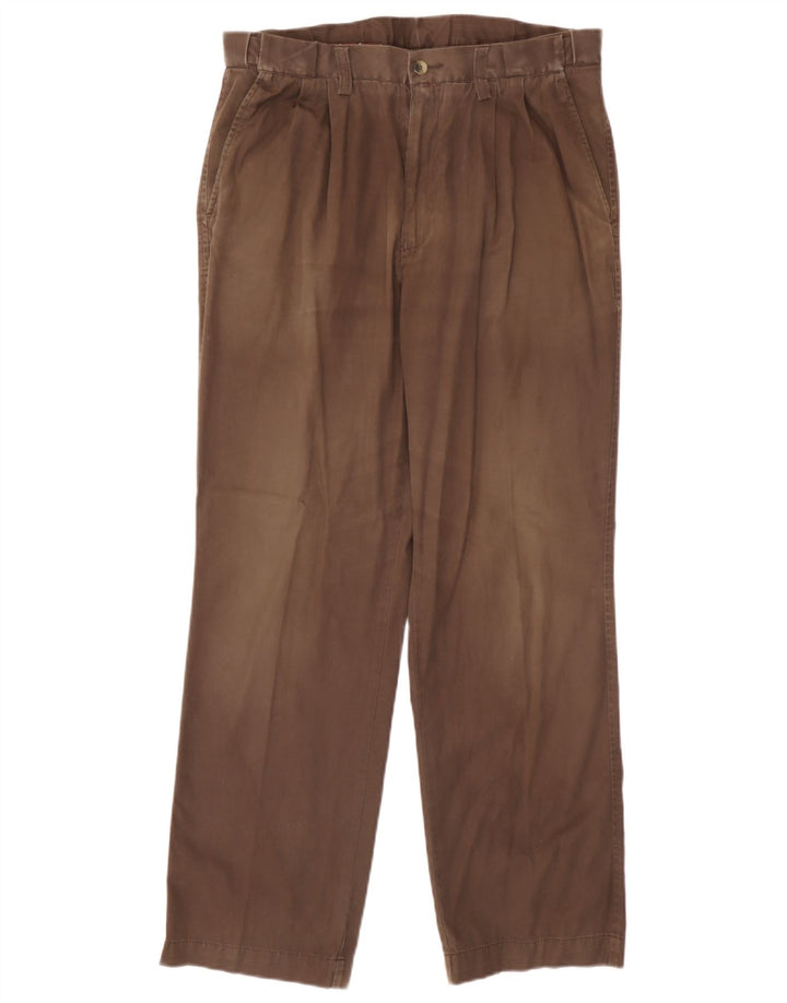 Marks & Spencer Γυναικείο παντελόνι Chino με καρφίτσες μπλε Harbour W34 L30 καφέ