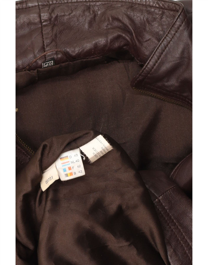 VINTAGE Γυναικείο Δερμάτινο Παλτό EU 40 Δερμάτινο Μεσαίο Καφέ