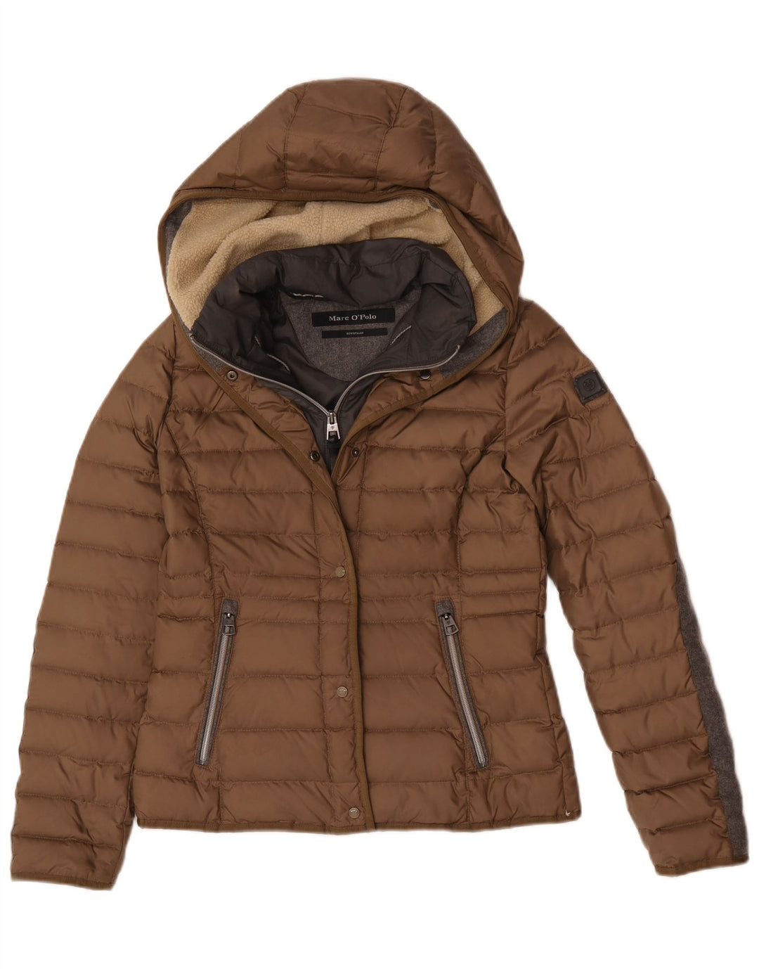 Γυναικείο μπουφάν με κουκούλα Marc O'Polo EU 36 Small Brown Colourblock