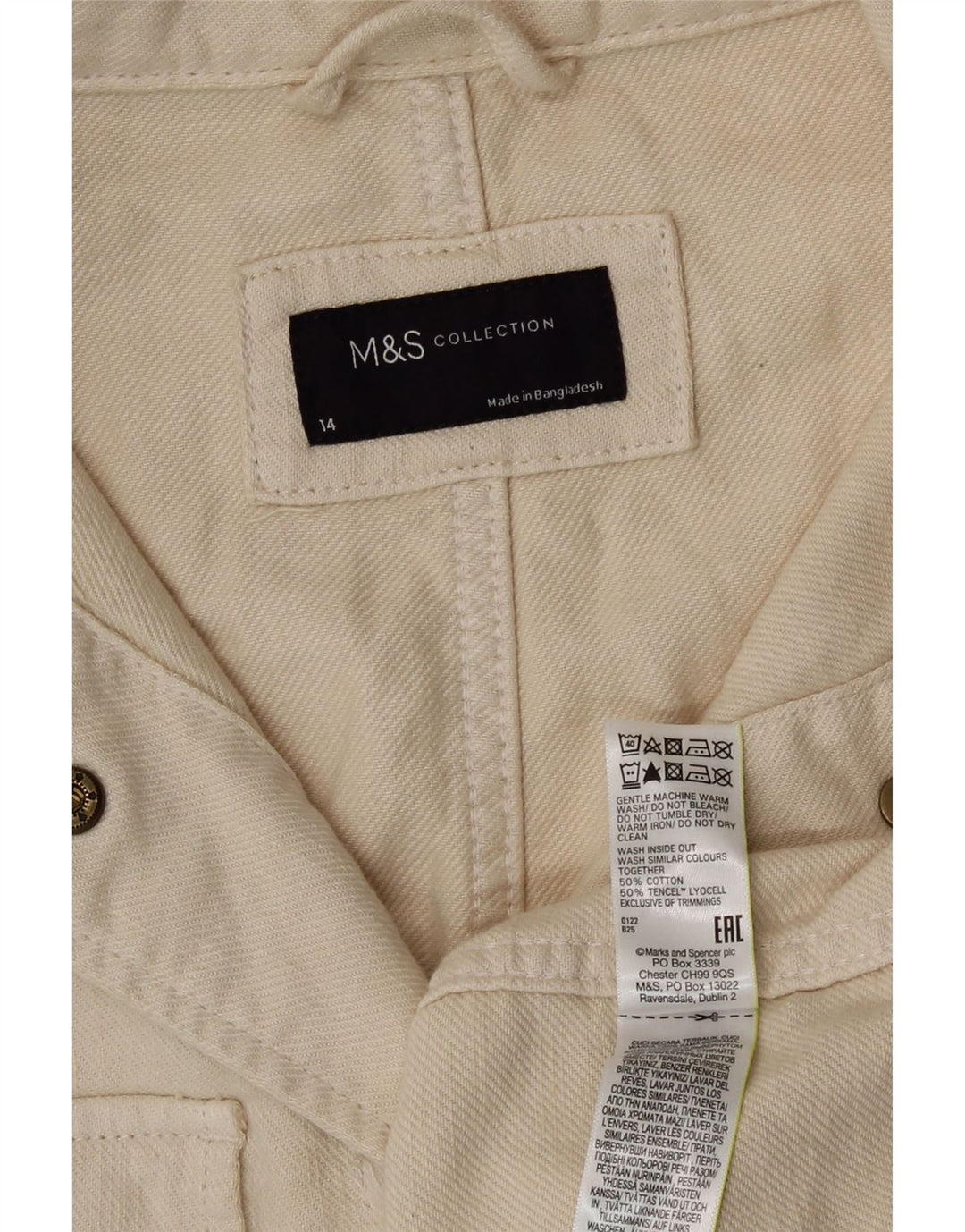 Marks & Spencer Womens Utility Jacket UK 14 Large Beige Cotton