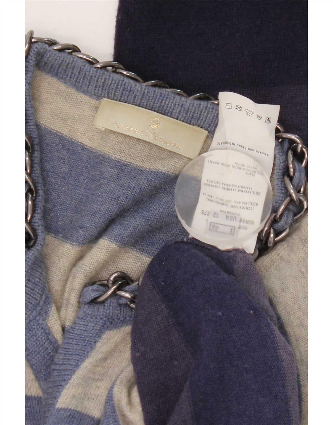 Roberta Scarpa Γυναικείο πουλόβερ ζακέτα IT 46 Large Navy Blue ριγέ