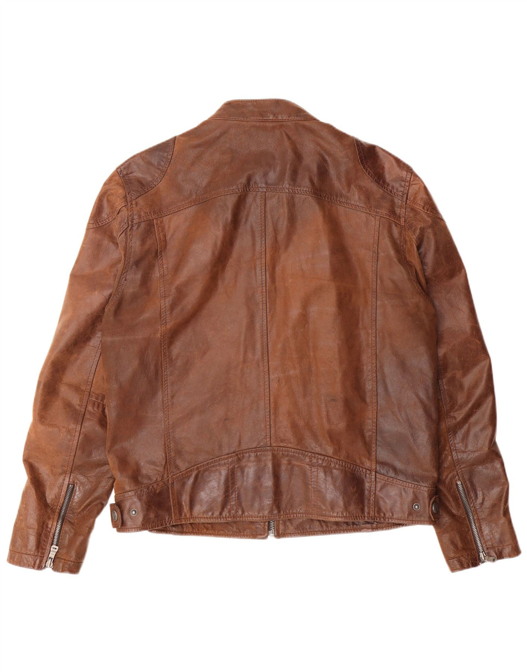 GIPSY Ανδρικό Λεπτό Δερμάτινο Μπουφάν UK 42 XL Καφέ Δερμάτινο