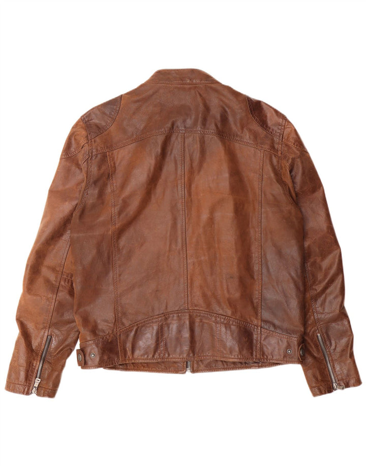 GIPSY Ανδρικό Λεπτό Δερμάτινο Μπουφάν UK 42 XL Καφέ Δερμάτινο