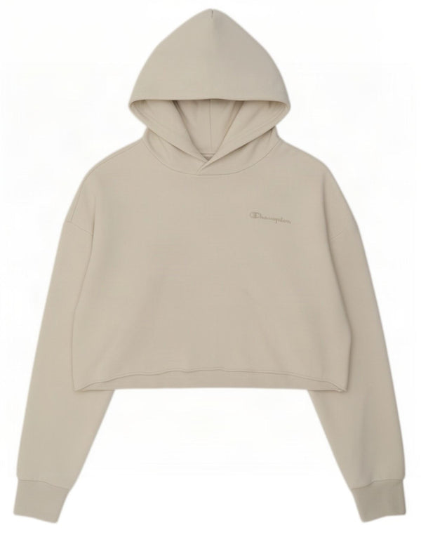 Champion Womens Crop Hoodie Jumper UK 14 Medium White