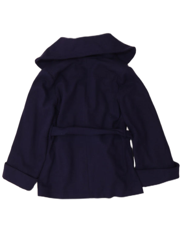 Topshop Γυναικείο κοντό υπερμεγέθη πανωφόρι UK 8 Small Navy Blue Wool