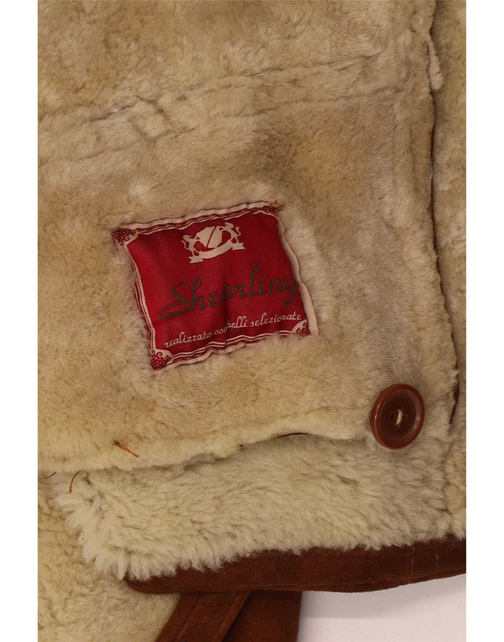 Vintage Ανδρικό Shearling Jacket UK 36 Small Brown
