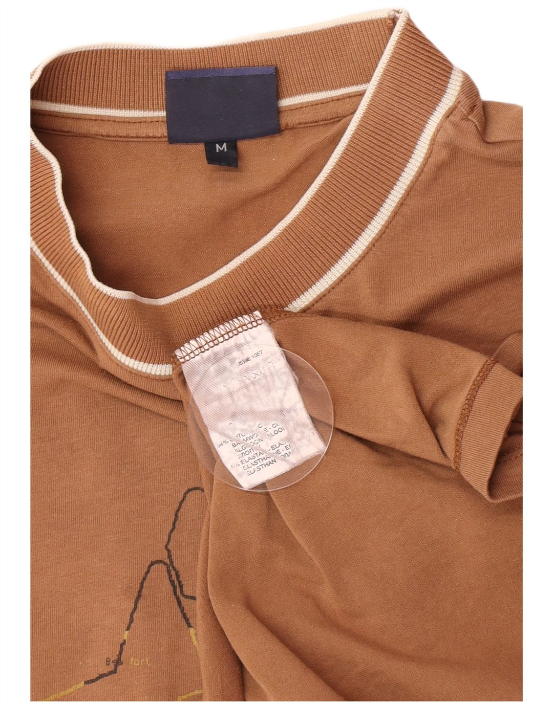 Trussardi Jeans Ανδρικό Γραφικό Μπλουζάκι Μακρυμάνικο Μεσαίο Καφέ Βαμβακερό