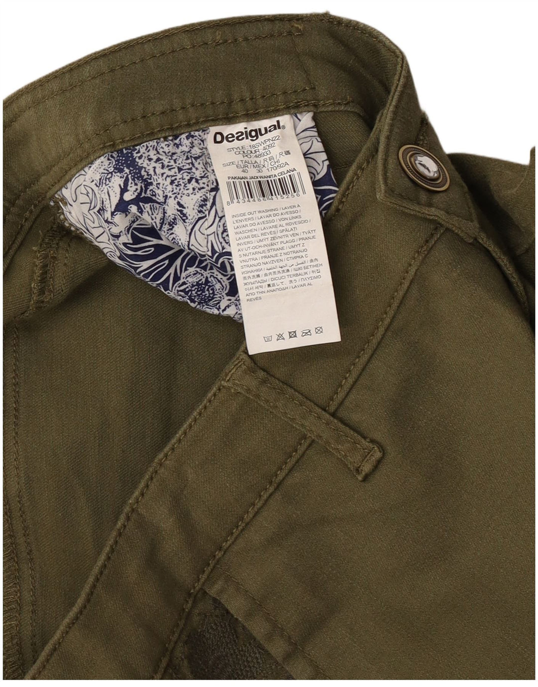 Desigual Γυναικείο γραφικό λεπτό παντελόνι Cargo EU 40 Medium W30 L29 Khaki