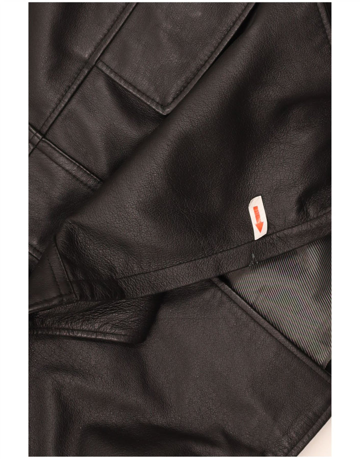 ROVER&LAKES Ανδρικό Δερμάτινο Παλτό IT 48 Μεσαίο Μαύρο Δέρμα