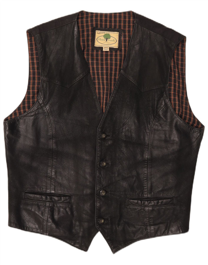 Hidepark Ανδρικό Δερμάτινο Γιλέκο 2XL Μαύρο Δερμάτινο