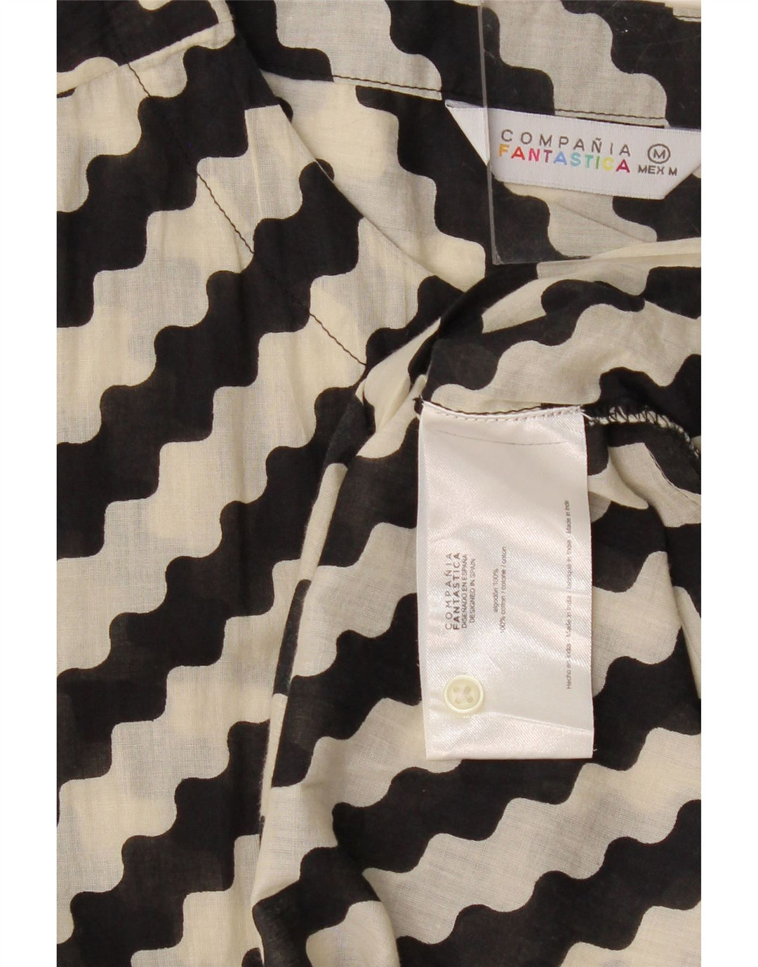 COMPANIA FANTASTICA Γυναικείο φόρεμα A-Line UK 14 μεσαίο μαύρο βαμβακερό ριγέ