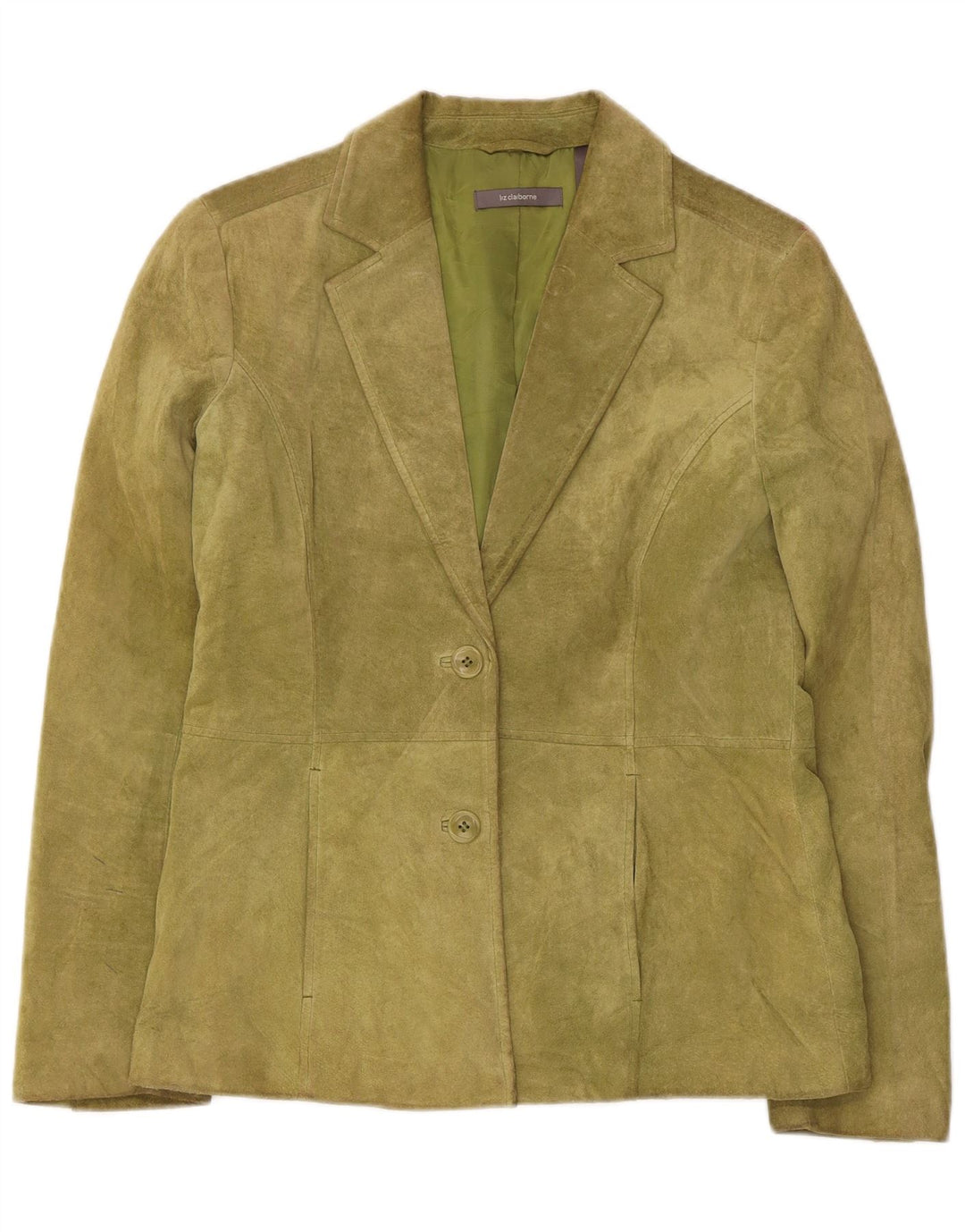 Liz Claiborne Γυναικείο τζάκετ με 2 κουμπιά Suede Blazer US 6 Μεσαίο πράσινο δέρμα