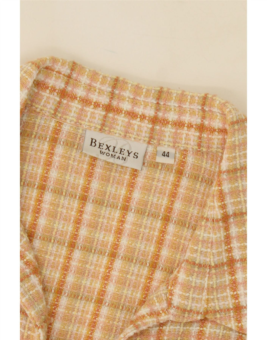 BEXLEYS Womens 3/4 Sleeve Flannel Shirt IT 44 Medium Beige Check Acrylic Vintage Bexleys and Second-Hand Bexleys from Messina Hembry 