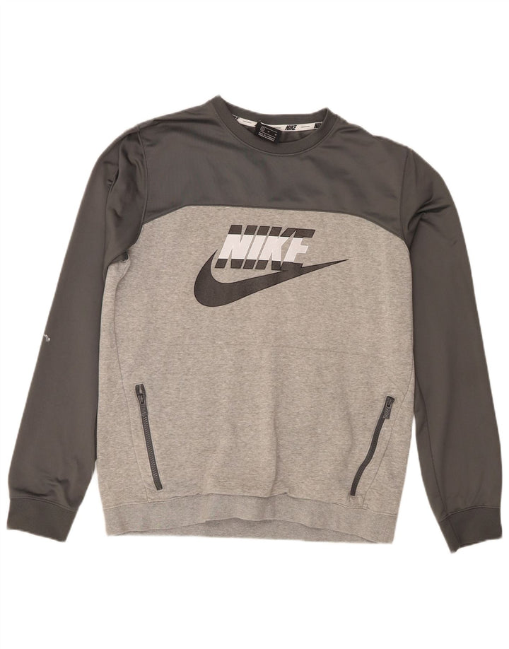 Ανδρικό γραφικό φούτερ Nike, μεσαίο γκρι, βαμβακερό