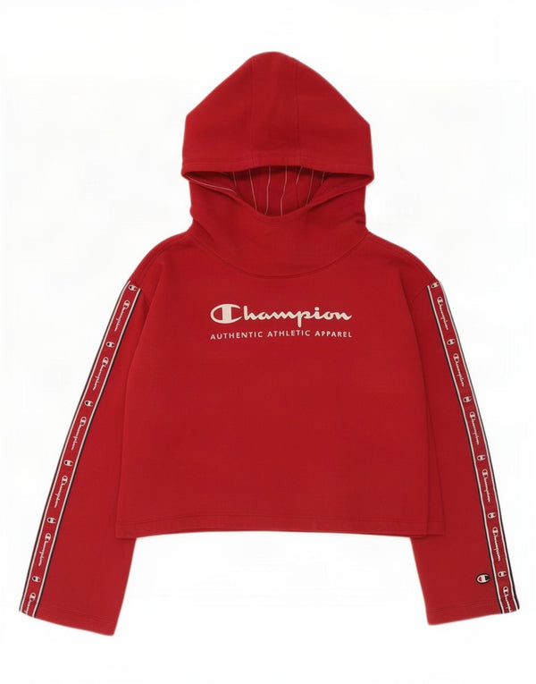 Champion Womens Crop Graphic Φούτερ Jumper UK 14 Medium Red