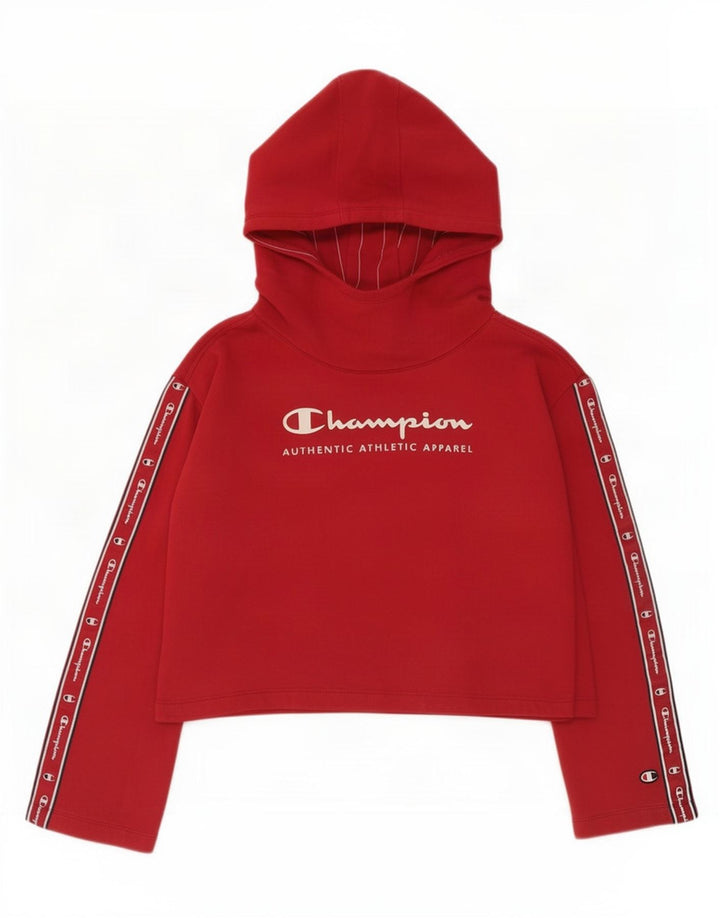 Champion Womens Crop Graphic Φούτερ Jumper UK 14 Medium Red