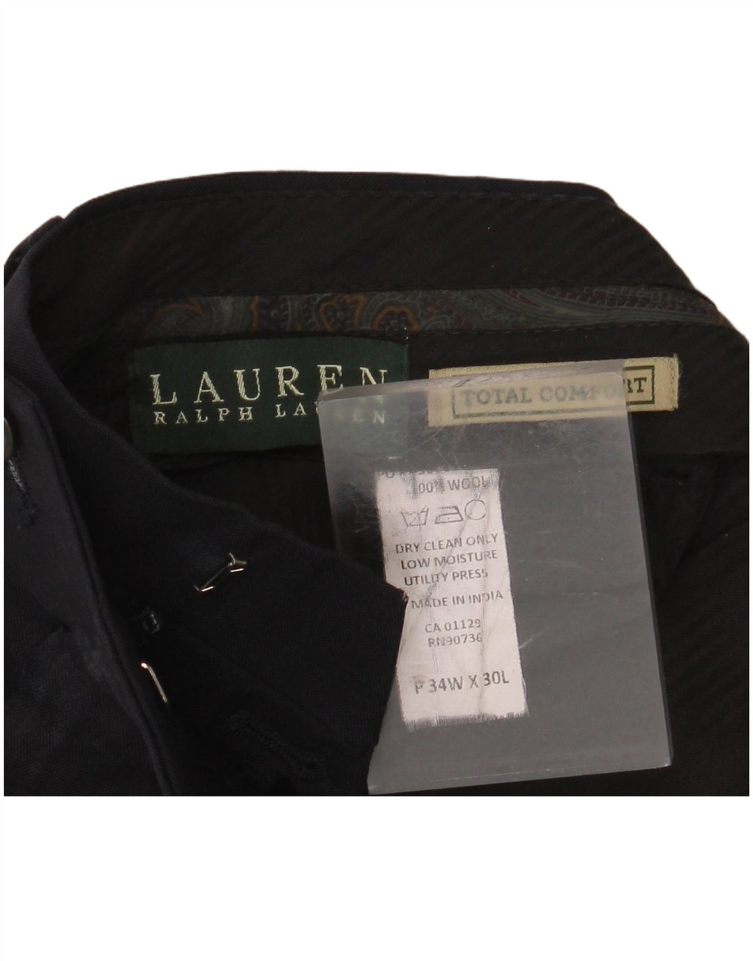 RALPH LAUREN Ανδρικό παντελόνι με καρφωτό κοστούμι συνολικής άνεσης W34 L30 μαύρο