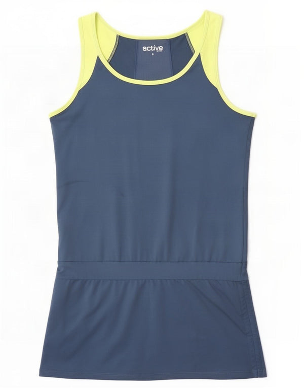 Tchibo γυναικείο αμάνικο φόρεμα τένις UK 10 Small Navy Blue Colourblock