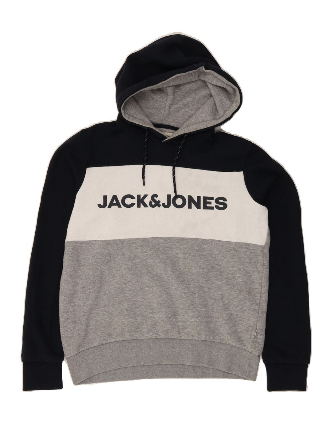 JACK & JONES Mens Graphic Hoodie Jumper Large Multicoloured Colourblock Vintage Jack & Jones and Second-Hand Jack & Jones from Messina Hembry 