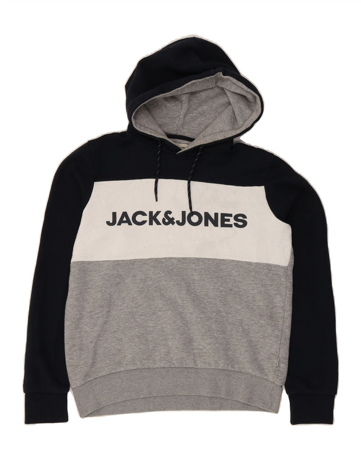 JACK & JONES Mens Graphic Hoodie Jumper Large Multicoloured Colourblock Vintage Jack & Jones and Second-Hand Jack & Jones from Messina Hembry 