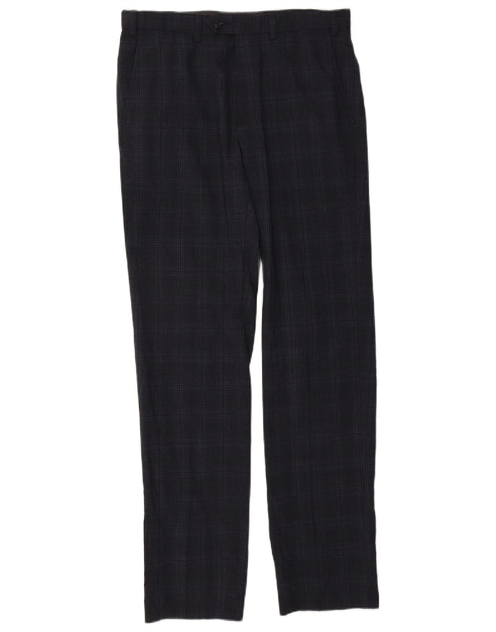 Marks & Spencer Ανδρικό παντελόνι με φόρμα W32 L33 Navy Blue Check