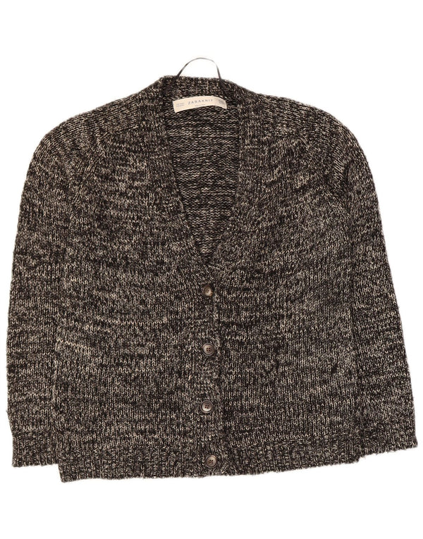 Zara Γυναικείο πουλόβερ ζακέτας UK 14 μεσαίου μαύρου βαμβακερό